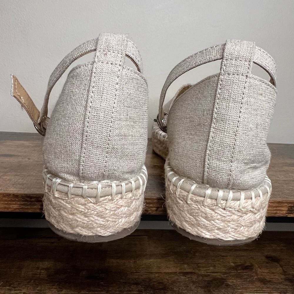 JOIE Cruz gray neutral platform espadrille sparkle sandal ankle strap women's 8 - Picture 4 of 10